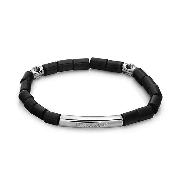 Shop Mister Maschio Salvatore Ferragamo Stone Large Black Men's Bracelet 77 0367 0776378 770367 7763
