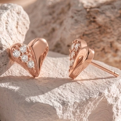 SK Storeya Guitar [JuyanaYun] 14k Plated Silver 925 Mini Heart Earrings Pink White Gold 635203