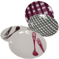SK Stoa Kitchen High-Quality Dishes 4pc Set Side Dish Check Spoon Bowl Cup Porcelain Side Dish Conta