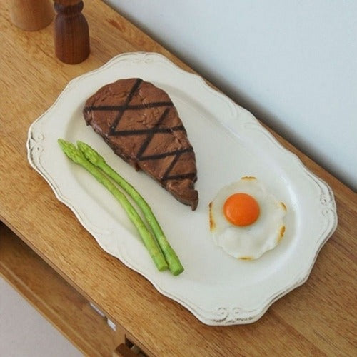 SK Store Guitar High-Quality Vintage Style Porcelain Oval Dessert Plate Tableware Porcelain Plate De