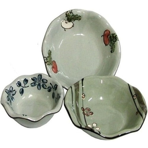 SK Storea Acoustic High-Quality Ceramic Round Bowls 3-Piece Plating Charnik Set Plates Dishes Side D