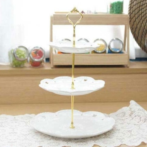 SK Store Guitar High-Quality Gold 3-tier Cake Dessert Macaron Plate Tray Stand CakeStand WFLYAW56353