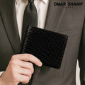 Omarasharif Weaving Pattern Natural Cowhide Leather Men's Card Wallet OS6558636615