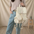 Pastel-color belt女性 student backpack with buckle and multiple pockets 636661