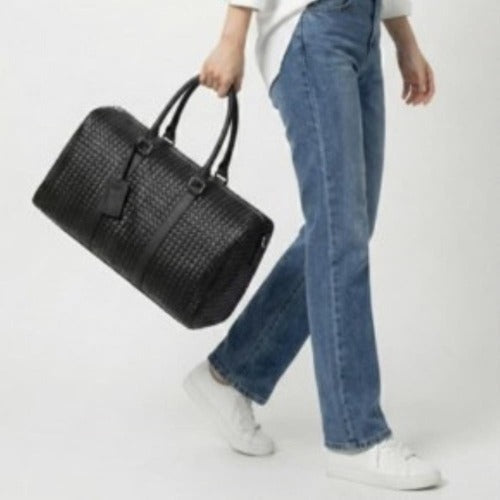Cloth flap Unisex weaving leather travel storage Boston bag 636661