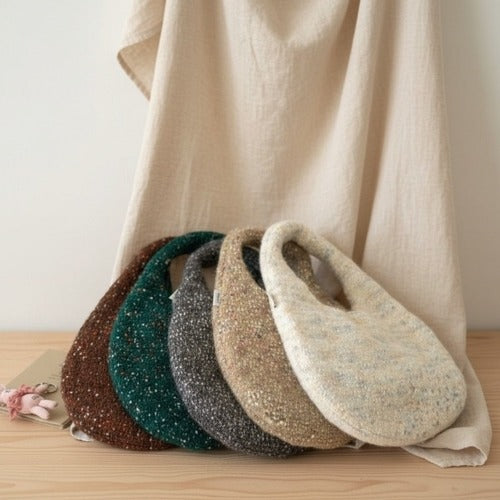 Women's daily basic round knit tote bag 636661