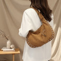 Vintage Leather Suede Stud Shoulder Bag 636661