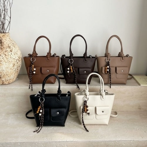 Women's Mini Square Leather Shoulder Bag with Pockets and Key Ring Cross636661