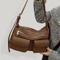 Women leather pocket crossbody bag