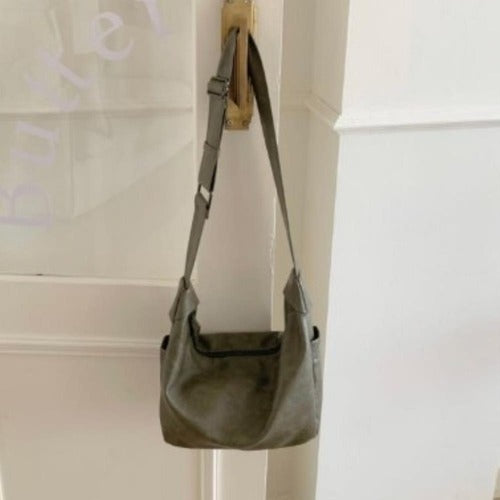 Silk-like leather crossbody bag for women