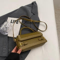 Pleated women's flap lockstitch detail leather shoulder bag 636661