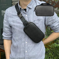 Men's Daily Practical Cow Leather Mini Crossbody Hip Bag 636661