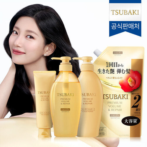 Tsubaki Premium Volume & Repair 3-Pack Set + 600ml Shampoo Refill 636892