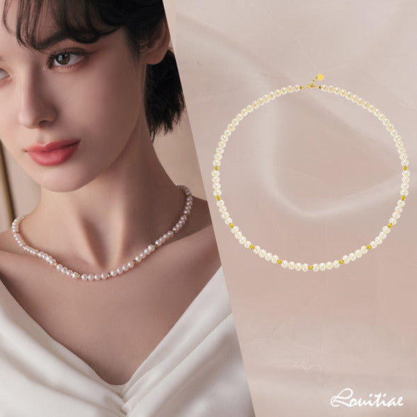 Louis Dior 18K 5mm Real Pearl Shine Ball Necklace