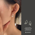 Designer Mall Women's Unique Curved Heart Pearl Earrings