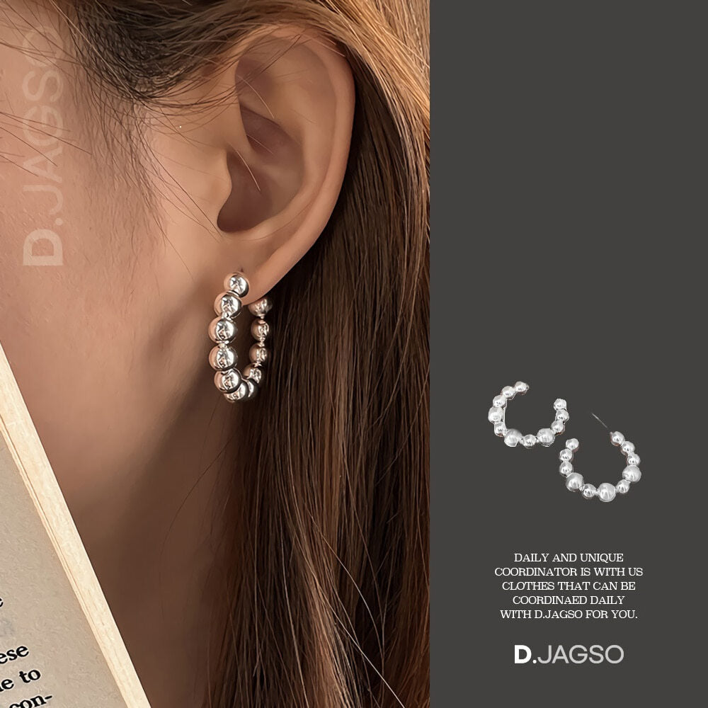 Designer Mall Women's Bold Bead Fashionable French Ring Earrings