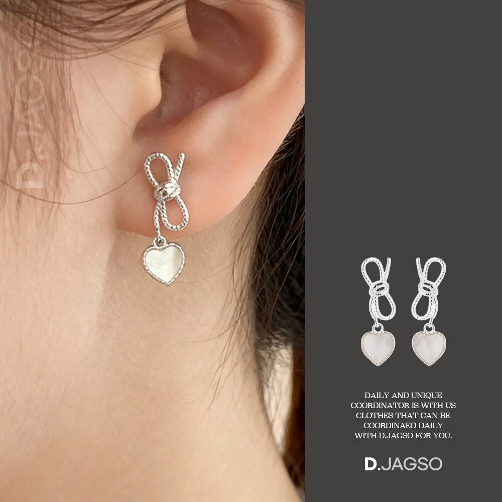 Designer Mall Women's s925 Sterling Love Mother-of-pearl Pattern Mood Earrings