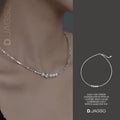 Designer Mall Women's Pearl Necklace Silver Combination S925 Styling