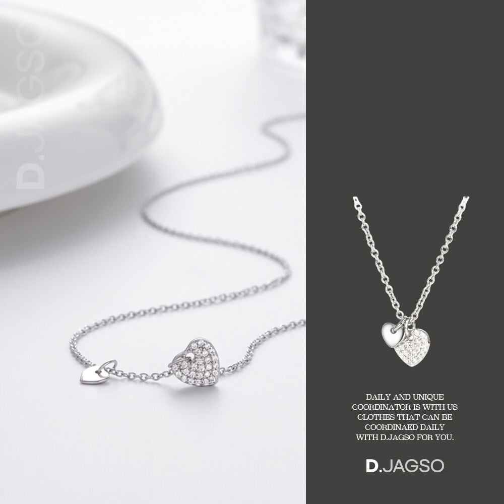 Designer Mall Women to Pendant Love Heart Cubic Link Necklace