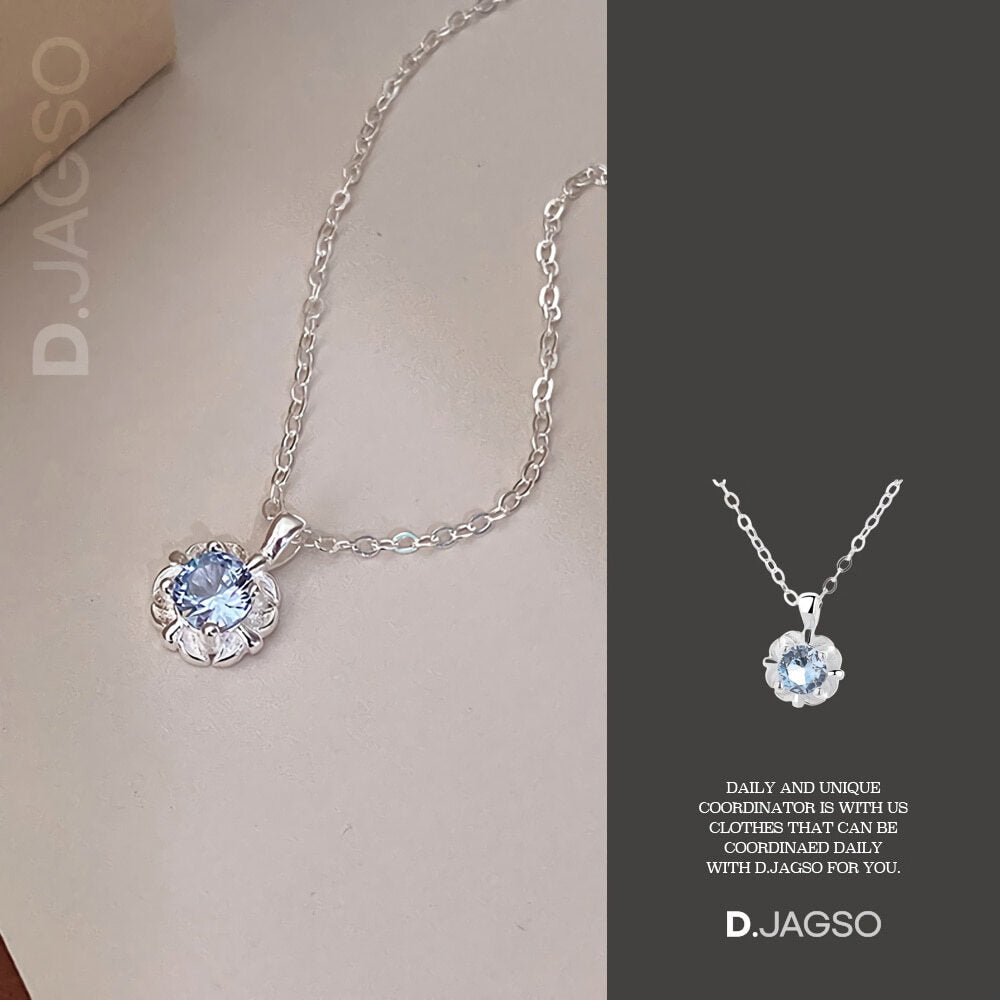Designer Mall Women Flower Zircon Necklace Sweet Biz