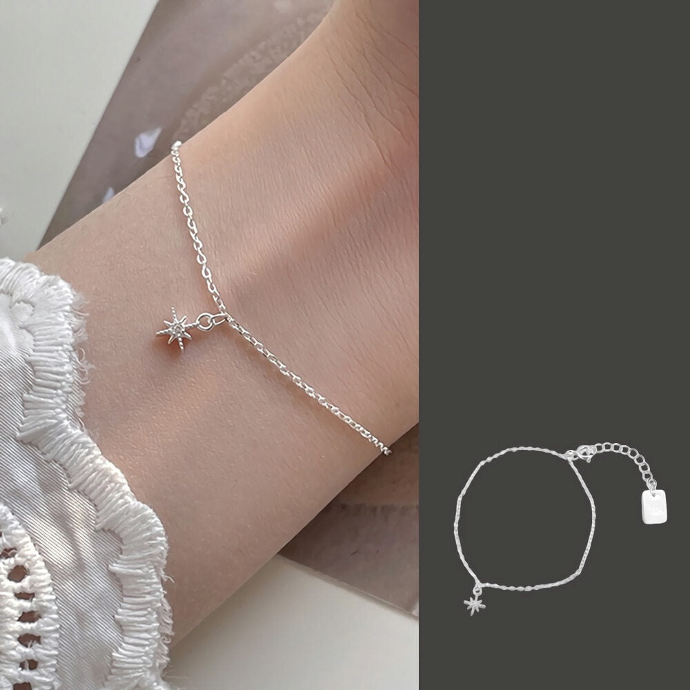 Designer Mall Women's Daily Minimal Style Sunstar Thin Line Bracelet