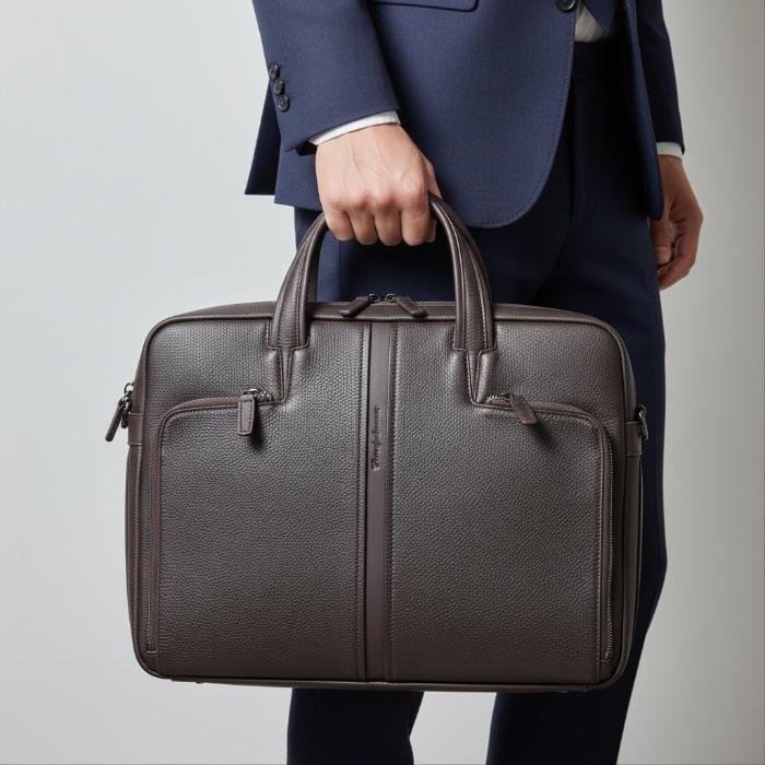Michel by Tandy TC01 Men's Leather Briefcase Two-Pocket Crossbody Business B5605904SB2 (47335400)