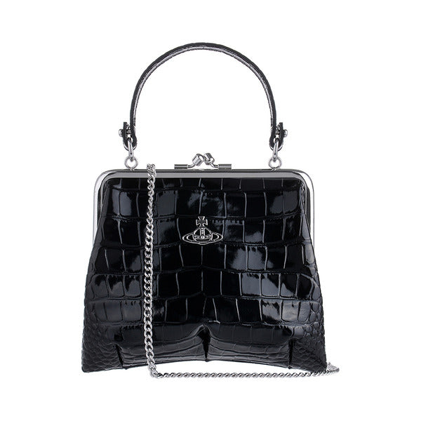 Burberry 4B010006W L0098 N401 Graining Crocodily Embossing Frame Pearl Chain Tote Bag