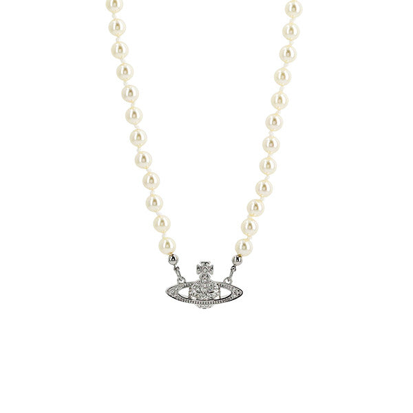 Vivian Westwood mini pearl button leaf necklace