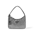 Prada 1BC515 2AWL F0T7O Crystal Satin Triangle Logo Mini Hobo Bag Shoulder Bag