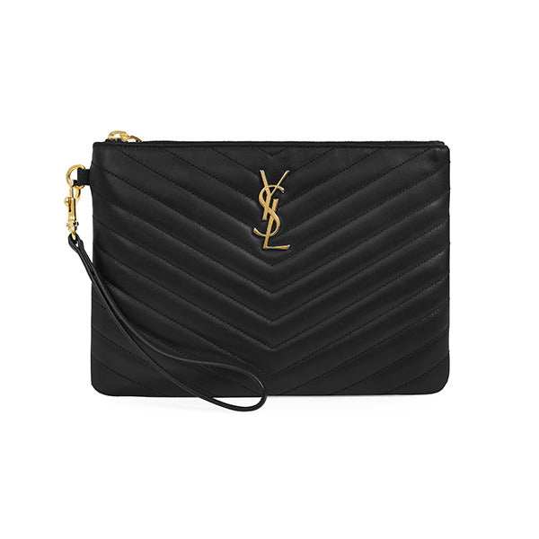Saint Laurent 379039 CWU01 1000 Cassandra Monogram Matelasse Gold Small Clutch Bag