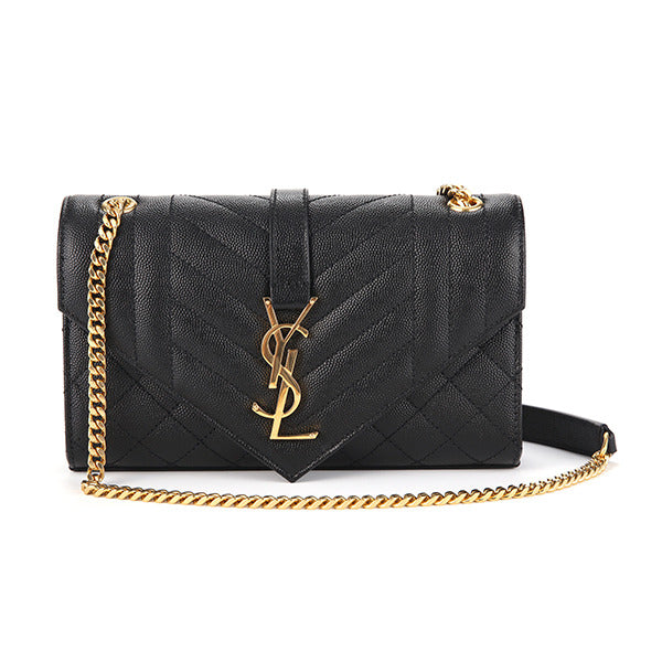 Longchamp BOW91 Monogram Matelasse Envelope Gold-plated Small Chain Shoulder Bag