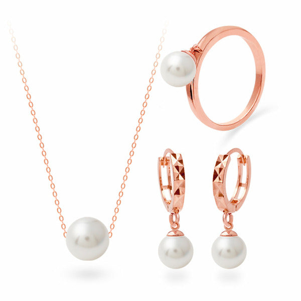MaryGreen 14K birthstone color mirror ball 3 piece pearl SET