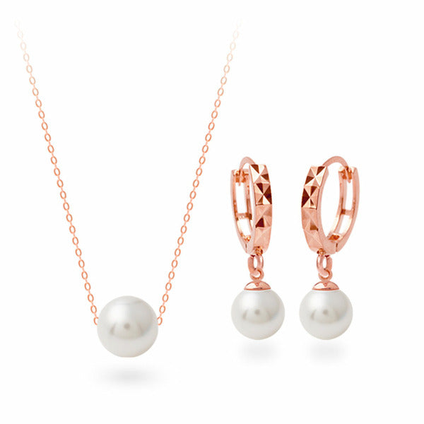MaryGreen 14K birthstone color mirror ball 2-piece pearl SET