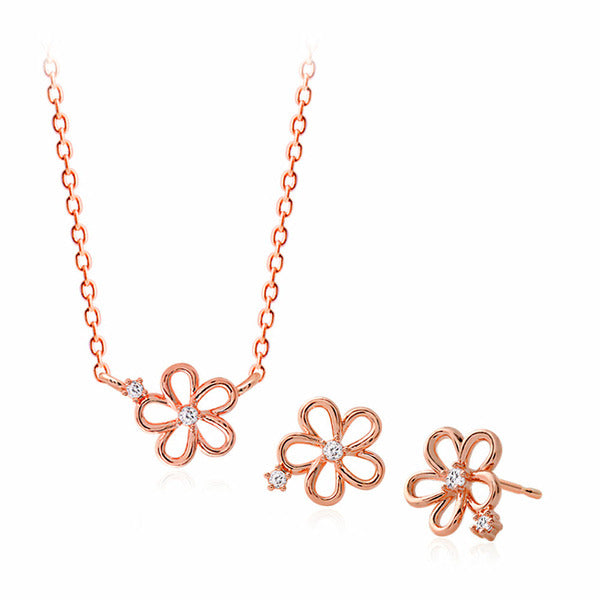 MaryGreen Jewelry 2-piece Set Floral (14K Goldfield Earrings+Necklace)