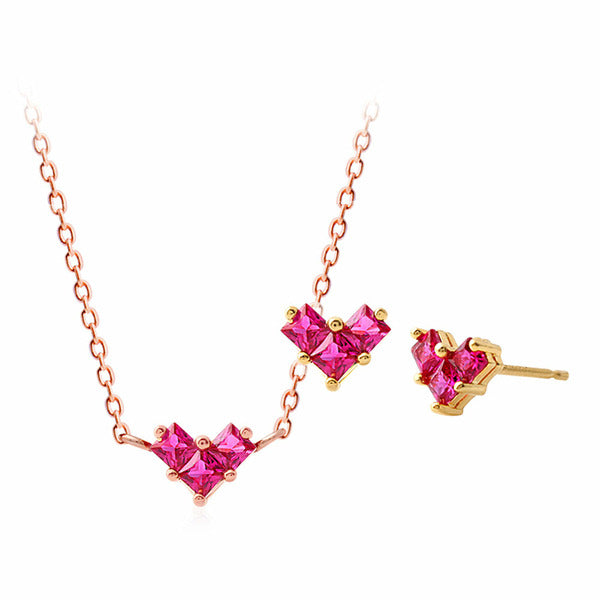 MaryGreen Jewelry 2-piece set BloomHeart (14K Gold Earrings+Necklace)