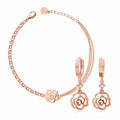 MaryBlue Jewelry 2-piece Set Rose Quartz (14K Gold Pin Earrings+Bracelet)