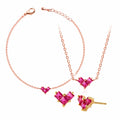 MaryGreen Jewelry 3-piece set Bloomingheart (14K Gold Earrings+Bracelet+Necklace)