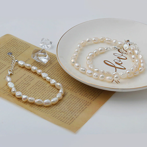 MaryGreen 925 sterling irregular pearl set (necklace+bracelet)