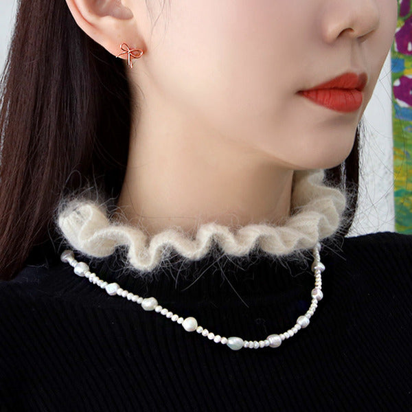 MaryGreen 925 silver flat rice pearl necklace
