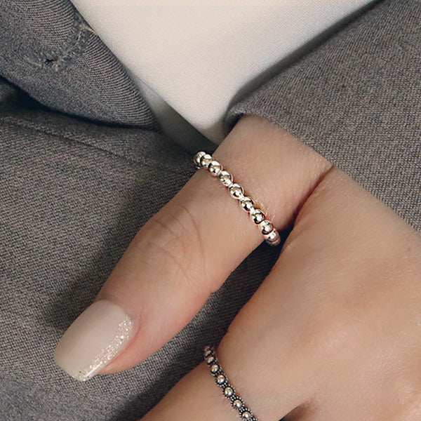 Melrigreen 925 SILVER Ball Layered Ring