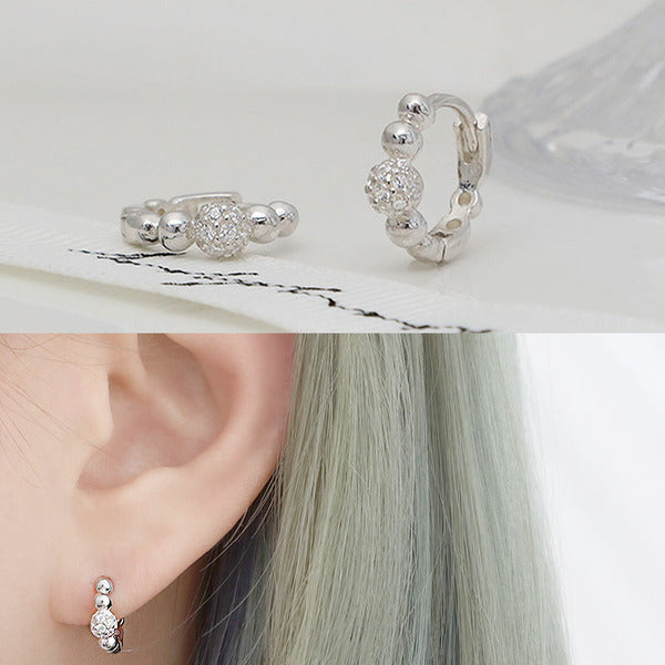 MaryGreen 925 SILVER cubic bubble ring earrings