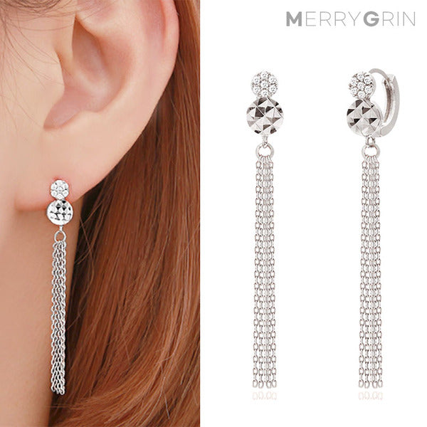 MaryGreen 925 silver long tassel earrings