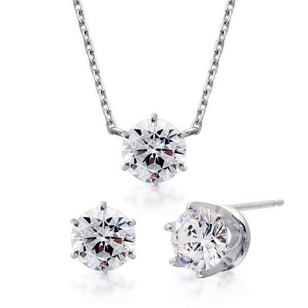 MaryGrin 92.5 Silver Moissanite SET (earrings+necklace) 1.00ct 6 prongcrafted