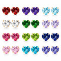 Merigreen 14K Gold Birthstone Color Heart Earrings 12 Styles Choose 1