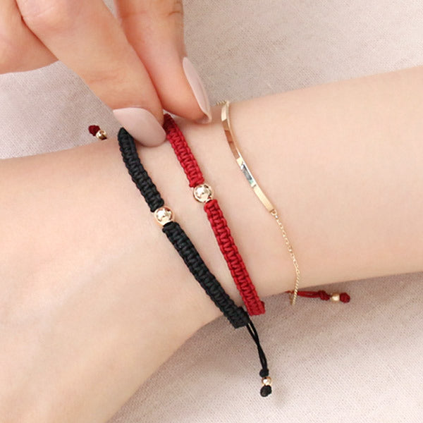 Miniature Emma Gold Ball Cord Bracelet 14K Ball Adjustable Knot Bracelet MU120