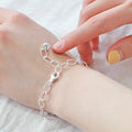 Miniature heart oval 92.5 silver bold chain bracelet