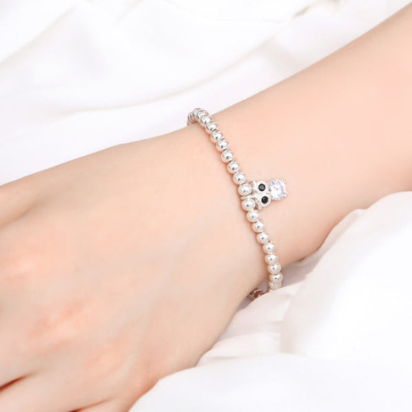 Miniature 92.5 Silver Cubic Owl Bracelet
