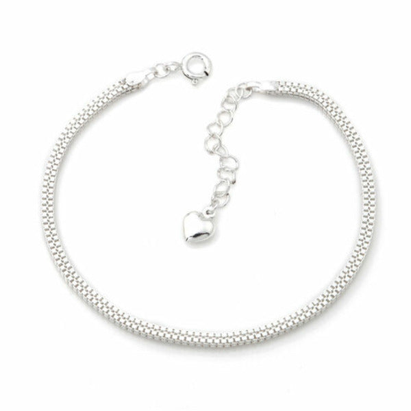 Miniature round box 92.5 silver snake chain bracelet