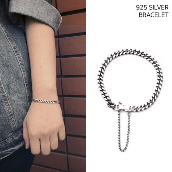 Miniature 5mm Silver Bold Chain Bracelet / SH112 16cm