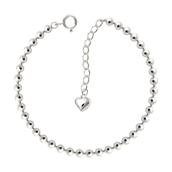Miniature 92.5 Silver Cut Mirror Bead 3mm Silver Bracelet